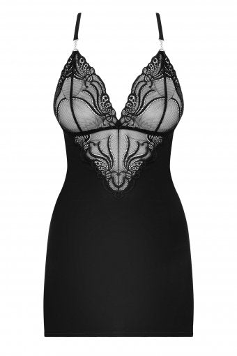 Chemise Y Tanga Color Negro Talla (Interno):S/M