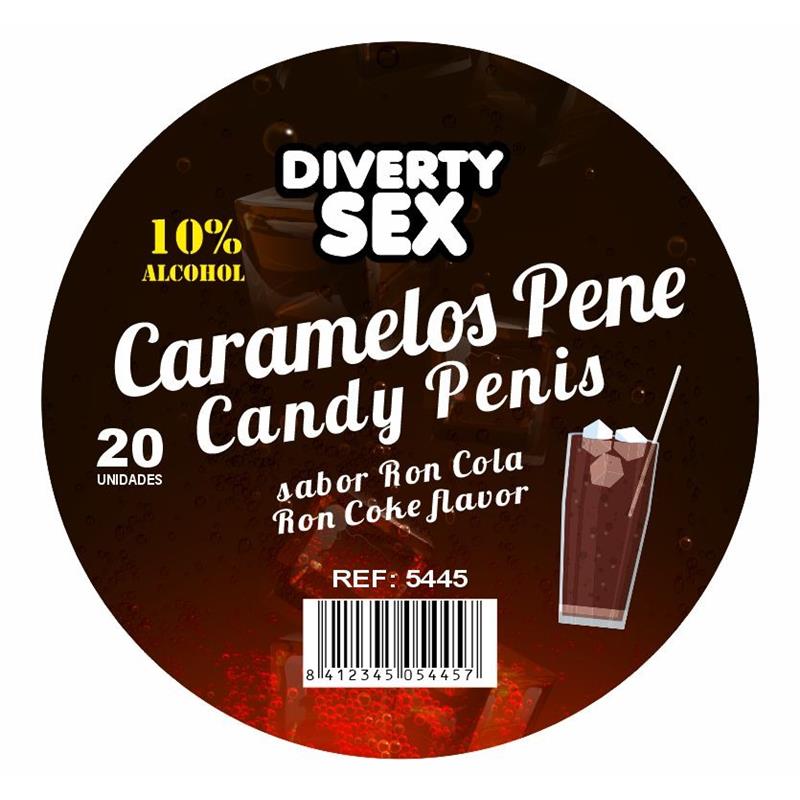Diablo Picante - 20 Caramelos Pene Con Sabor Ron Cola