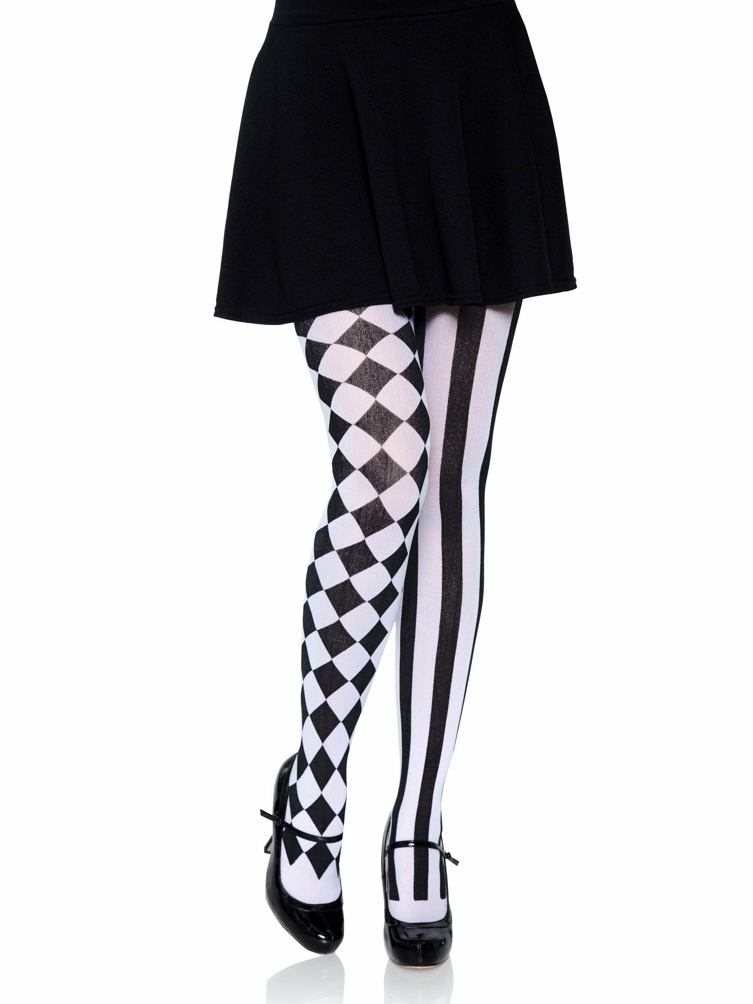Leg Avenue - Medias Arlequin Negro/Blanco