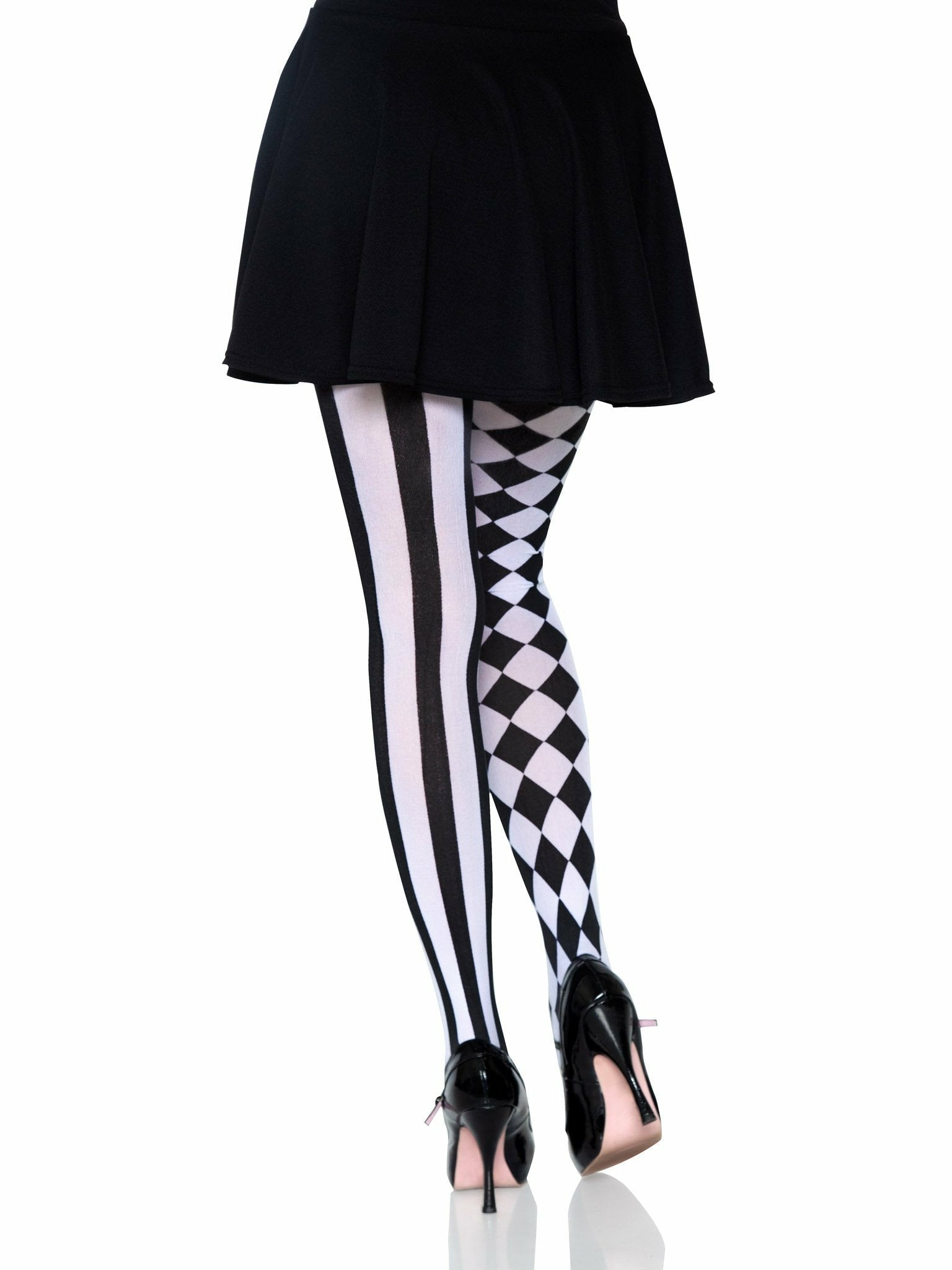 Leg Avenue - Medias Arlequin Negro/Blanco