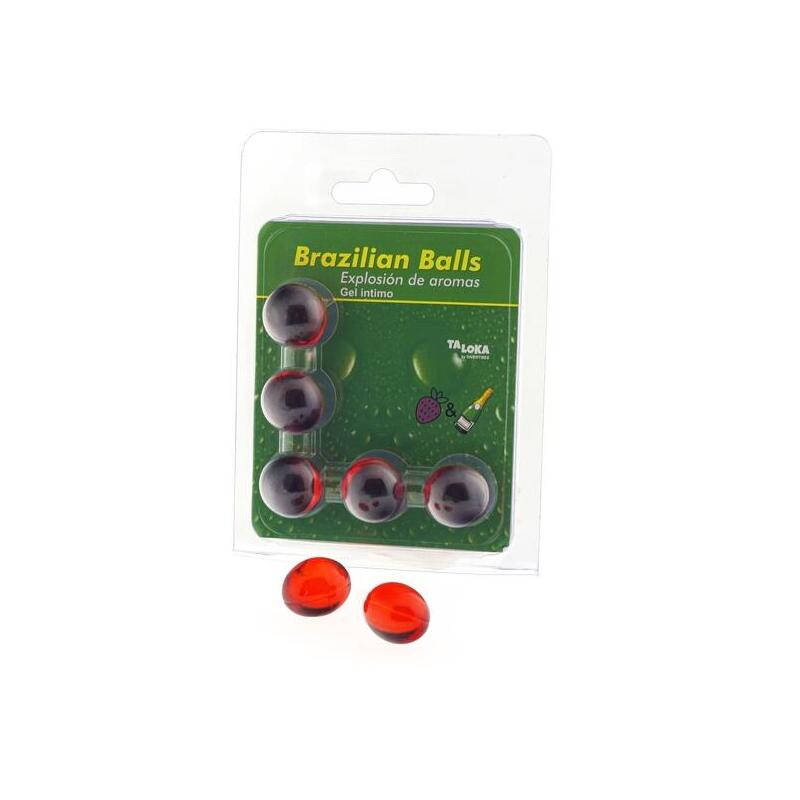 5 Brazilian Balls Explosion De Aromas Gel Intimo - Fresa Y Champán