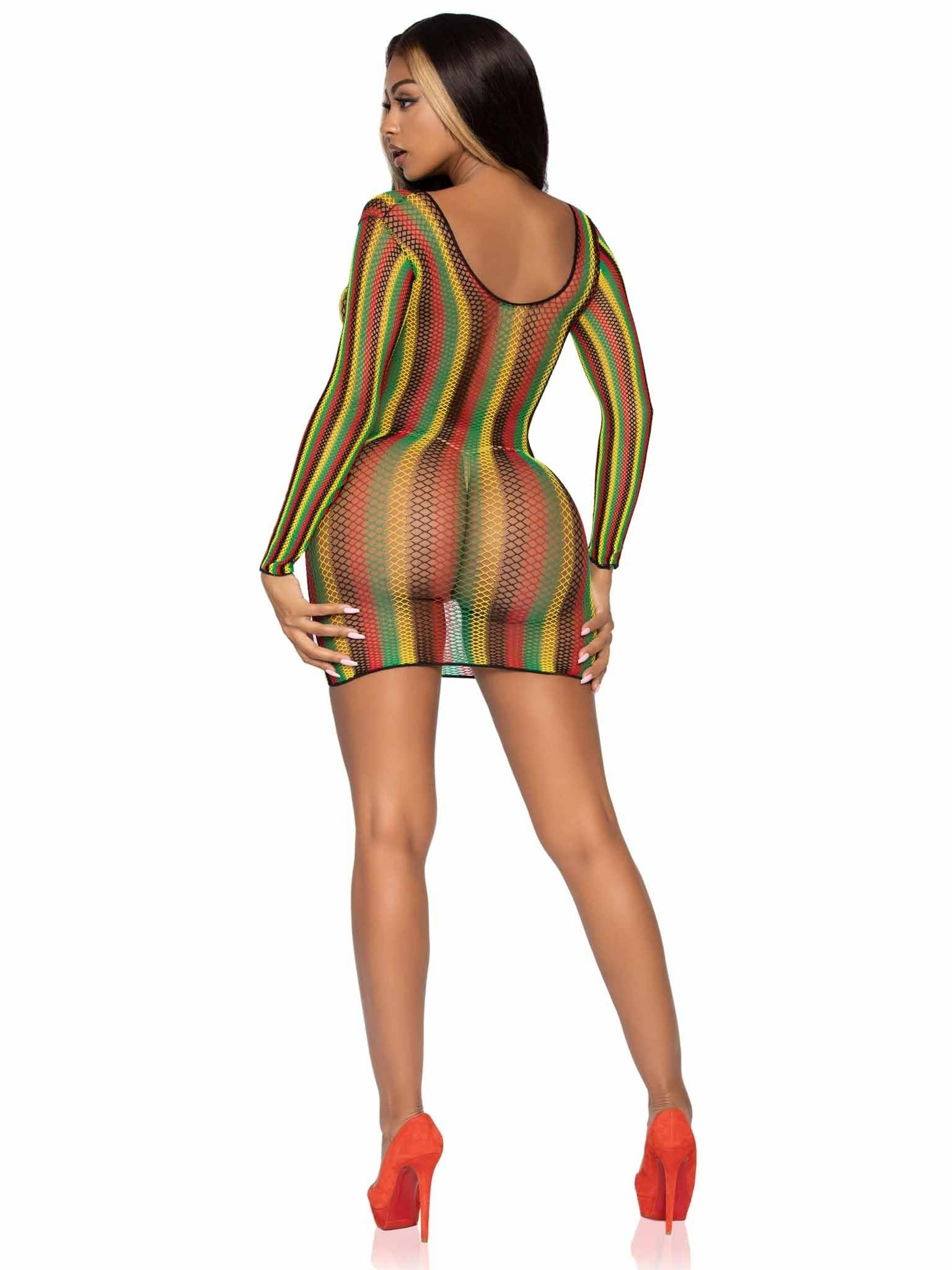 Leg Avenue - Minivestido De Red Rastas Talla Unica