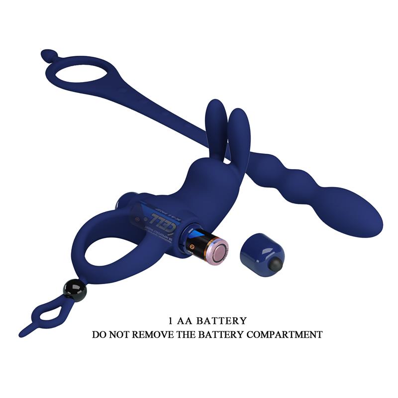 Pretty Love - Ayad Anillo Vibrador Rabbit Con Plug Azul