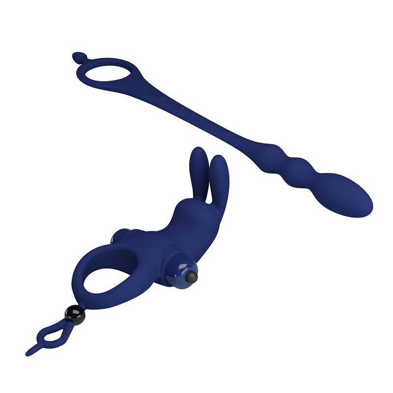 Pretty Love - Ayad Anillo Vibrador Rabbit Con Plug Azul