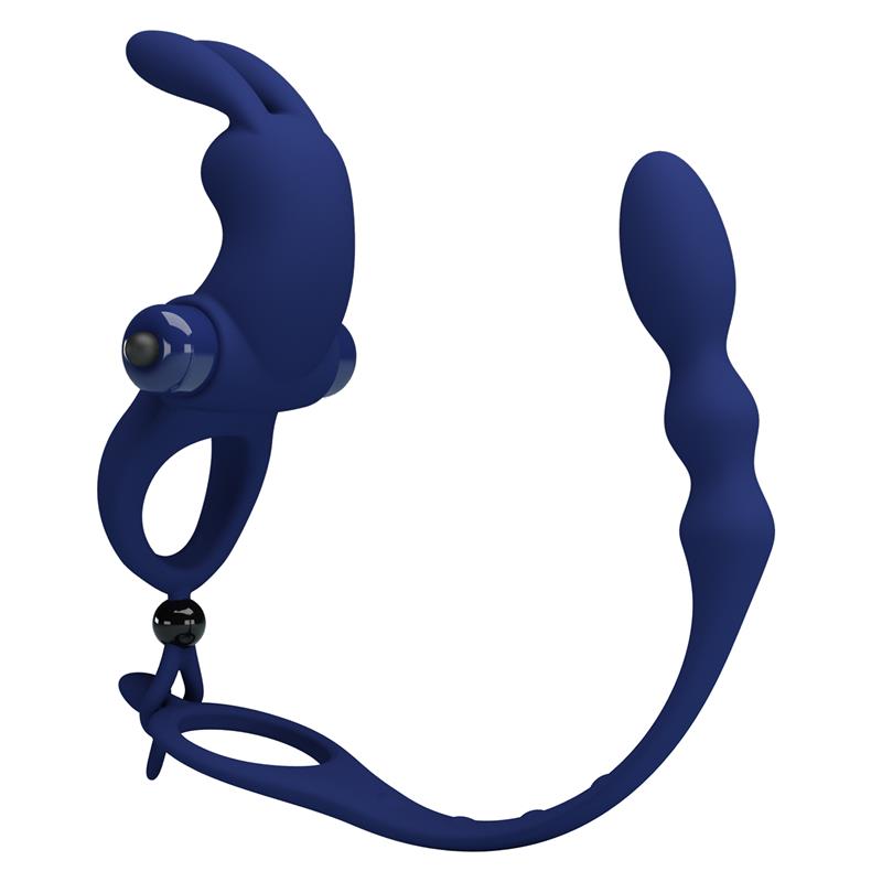 Pretty Love - Ayad Anillo Vibrador Rabbit Con Plug Azul
