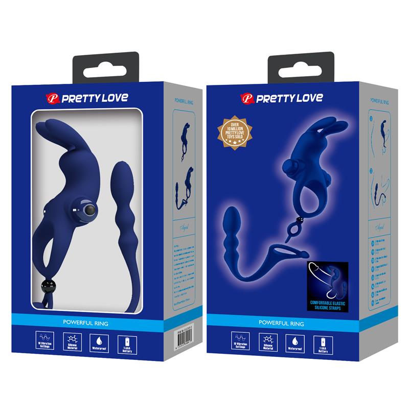 Pretty Love - Ayad Anillo Vibrador Rabbit Con Plug Azul