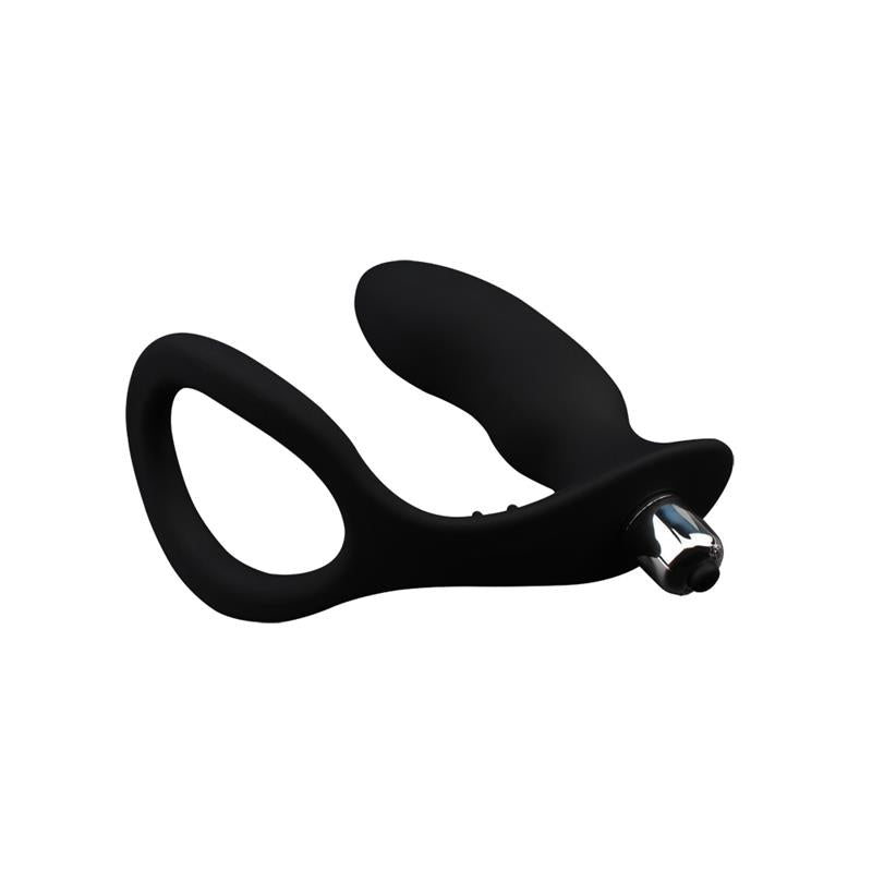 Anillo Para El Pene Con Plug Anal Negro