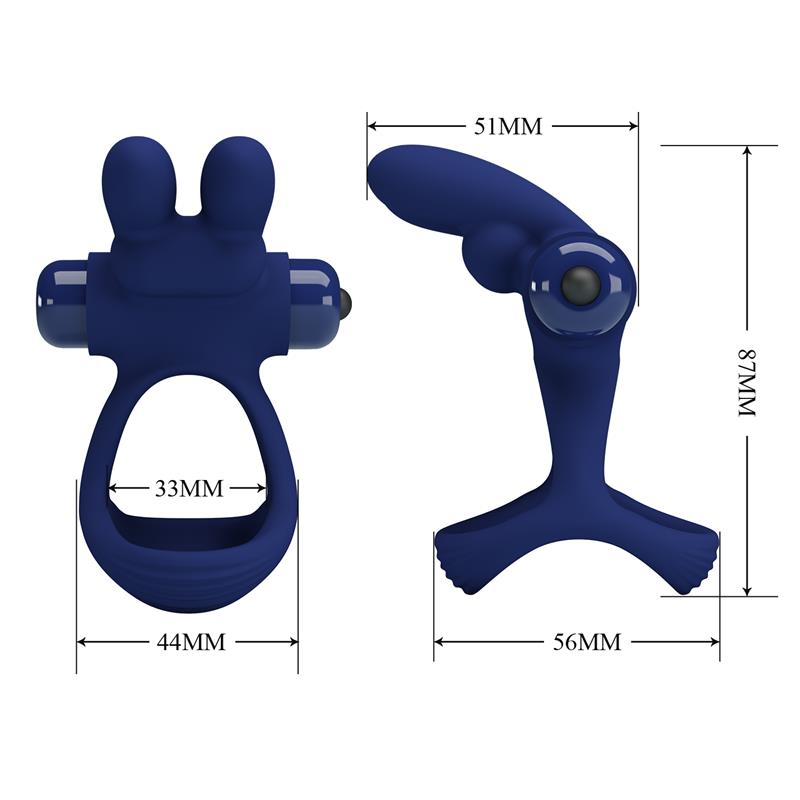 Pretty Love - Francisco Doble Anillo Vibrador Rabbit Azul