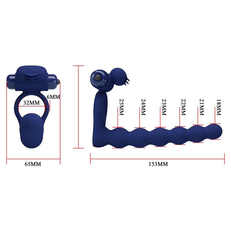 Pretty Love - Ajmal Anillo Vibrador Con Plug Azul