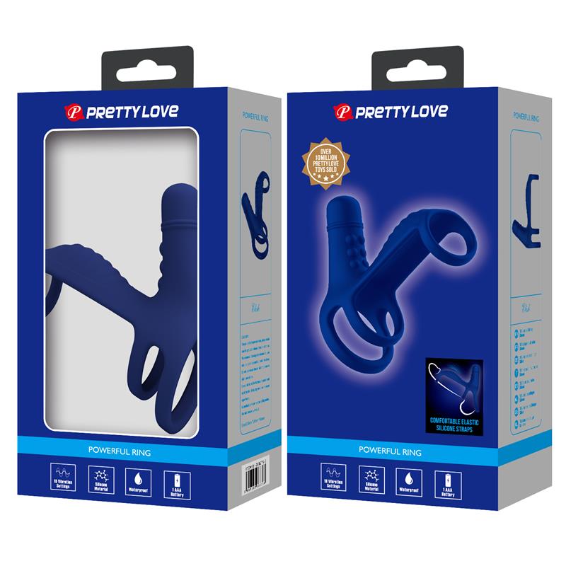 Pretty Love - Elish Anillo Vibrador Con Extensión Azul