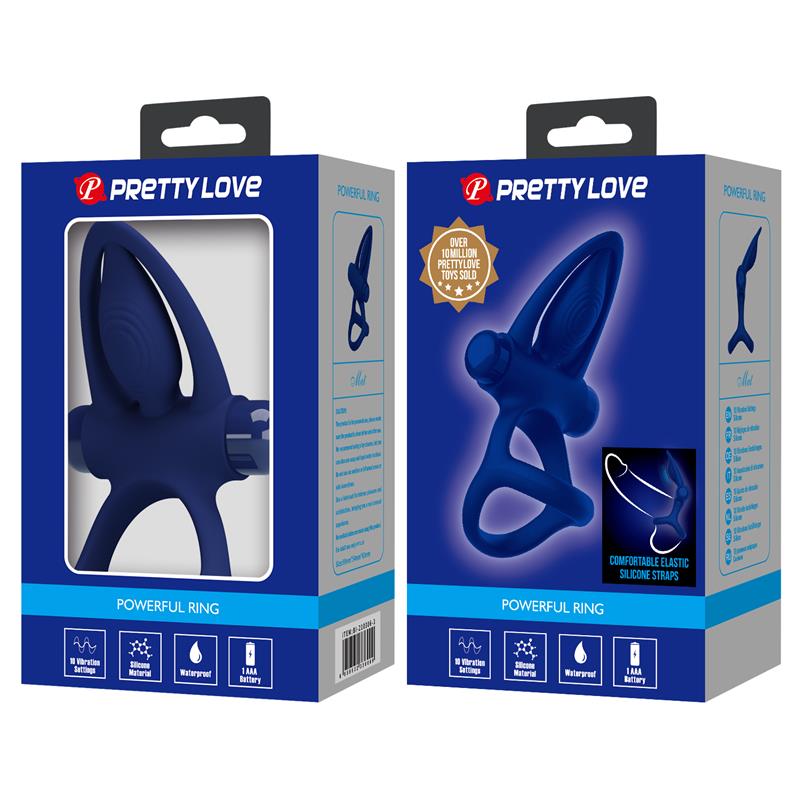 Pretty Love - Mat Doble Anillo Con Vibración & Estimulador Azul