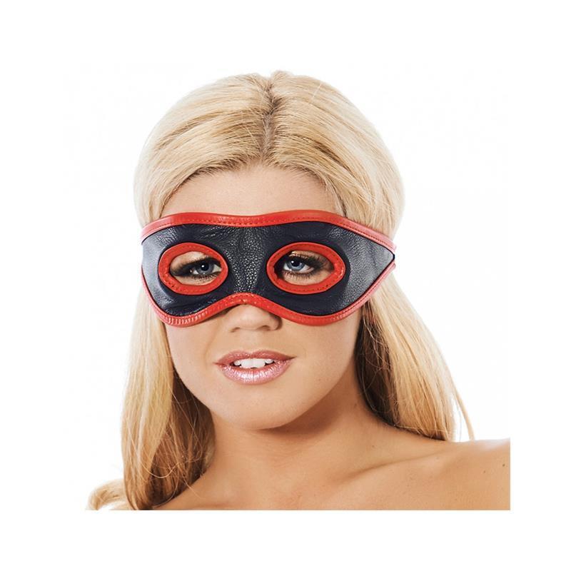 Antifaz Cuero Con Aberturas En Los Ojos Rojo Y Negro