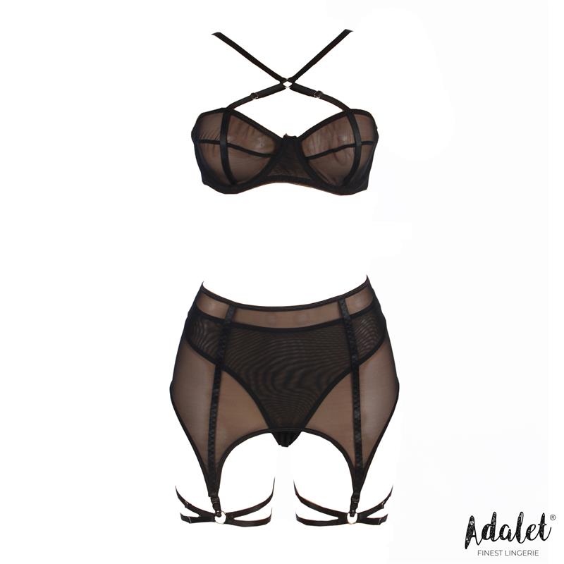 Aria Set Sujetador, Tanga, Ligero Y Ligas Talla (Interno):S/M