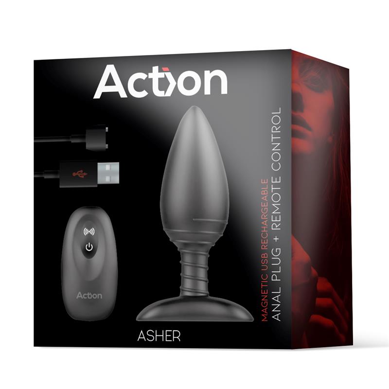 Asher Plug Anal Con Control Remoto Usb Magnético Negro