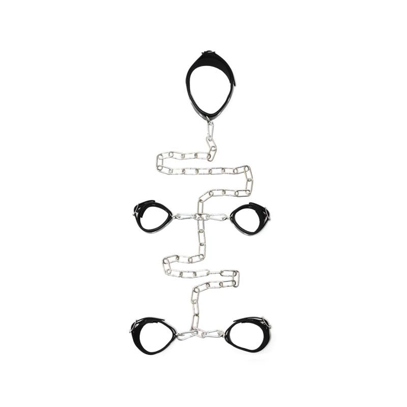 Ataduras Cuello Manos Y Pies Cuero Y Metal