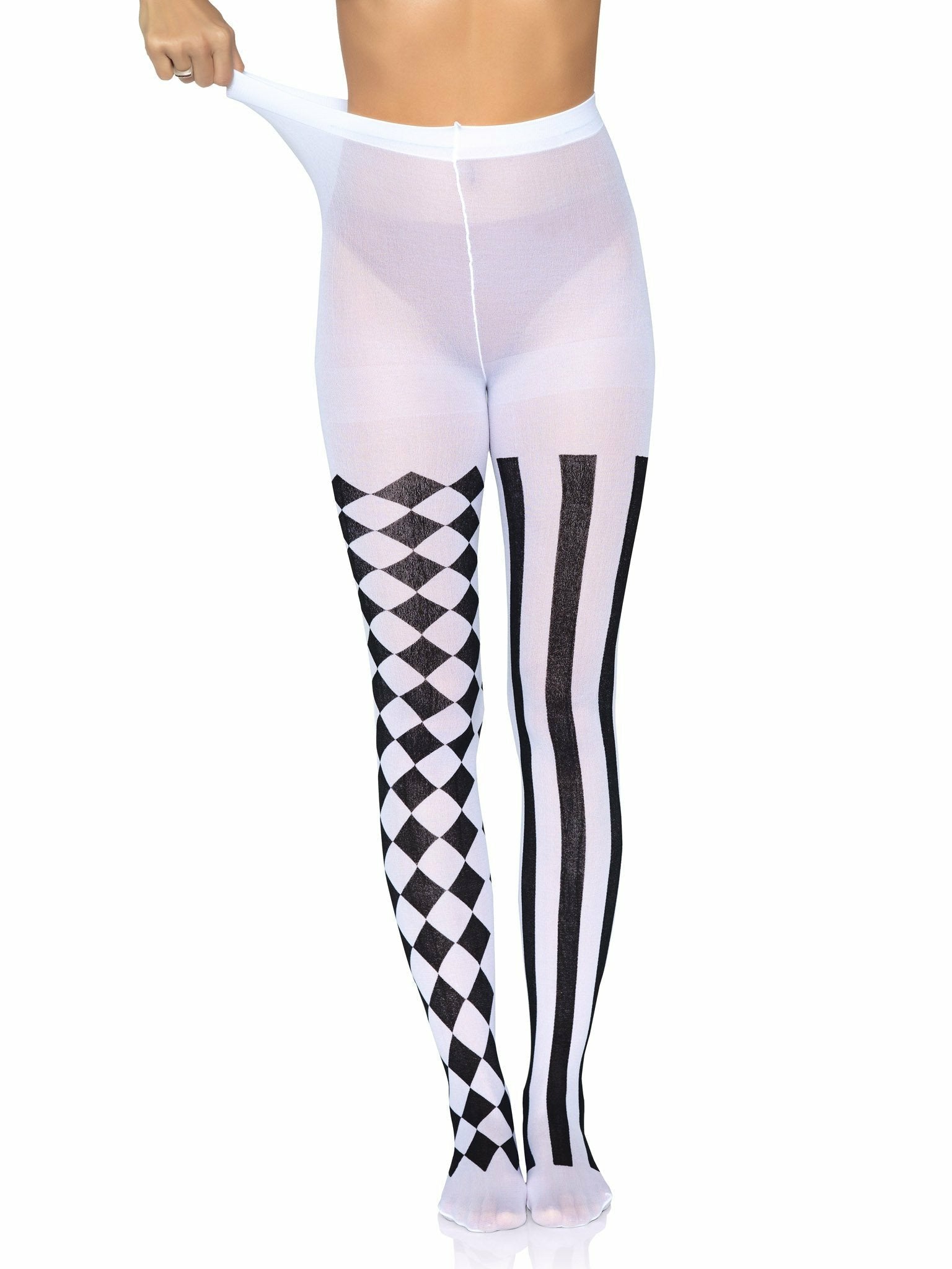 Leg Avenue - Medias Arlequin Negro/Blanco