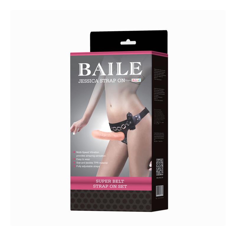 Baile Arnés Con Dildo Vibrador Natural 18.5 Cm