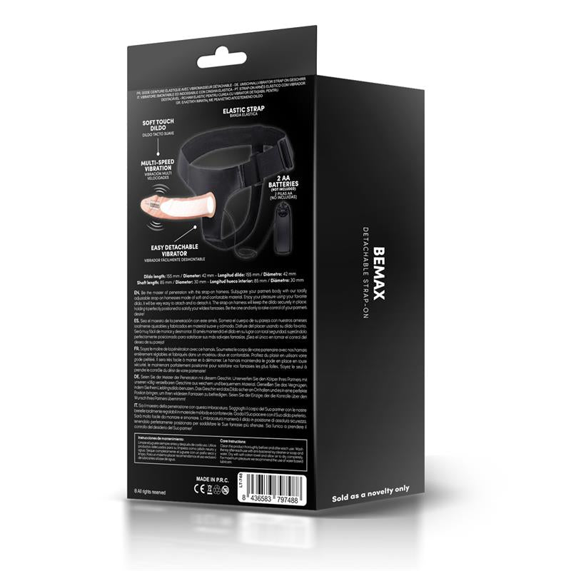 Bemax Arnés Con Dildo Hueco Desmontable, Vibración Y Control Remoto