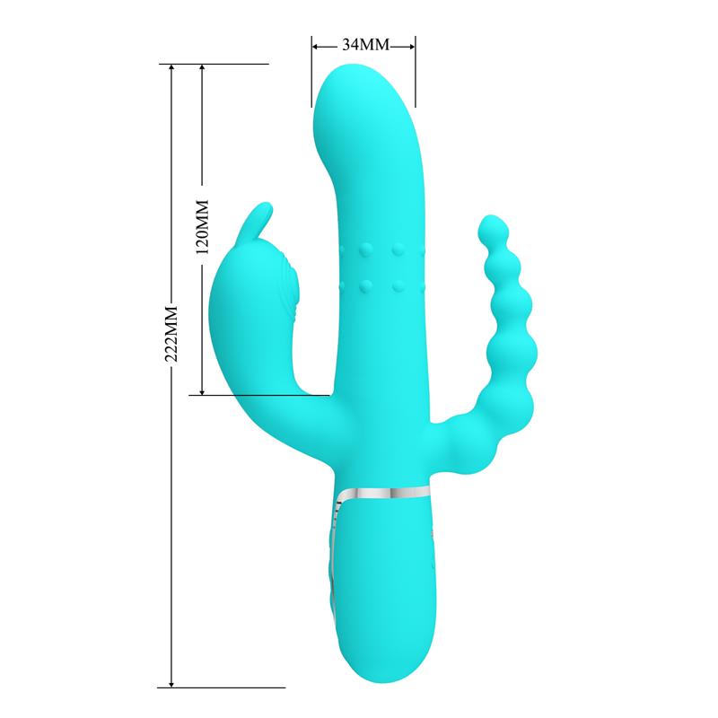 Pretty Love - Cammy Triple Vibrador Rabbit Multifunción 4 En 1 Azul