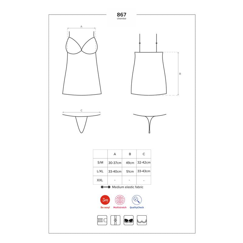 Chemise Con Encaje Negro Talla (Interno):S/M