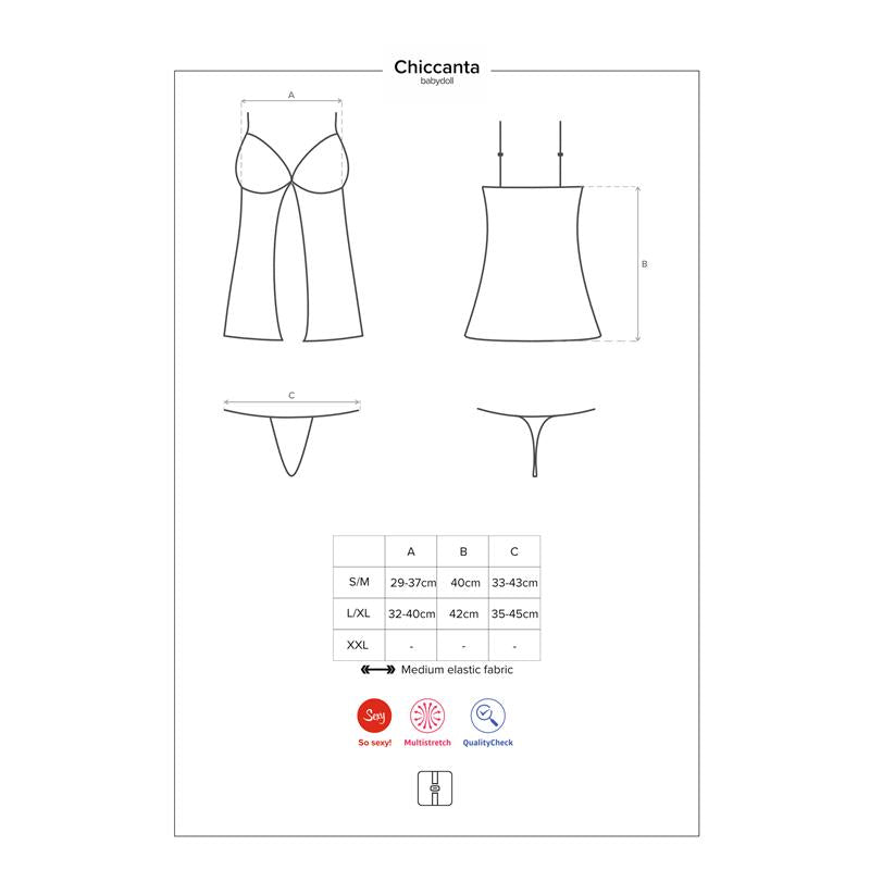 Chiccanta Babydoll Y Tanga Negro Talla (Interno):S/M