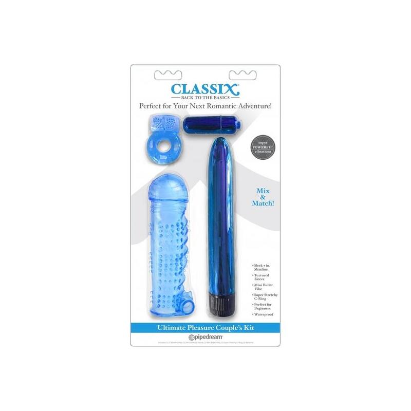 Classix - Kit Para Parejas Con Anillo, Funda Y Balas Azul