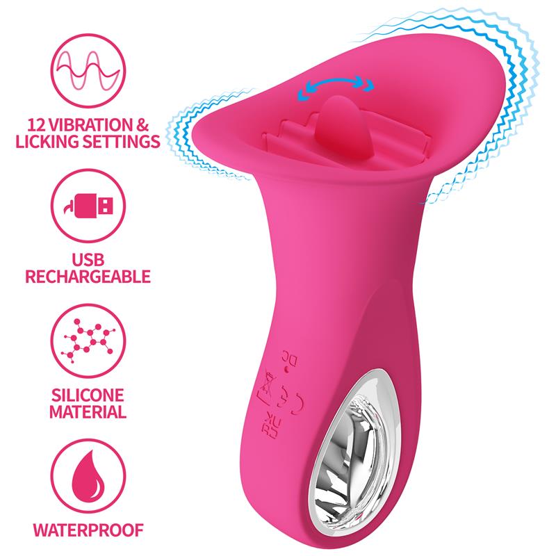 Pretty Love - Clyde Vibrador Oral Lengua Vibradora 12 Vibraciones Rosa