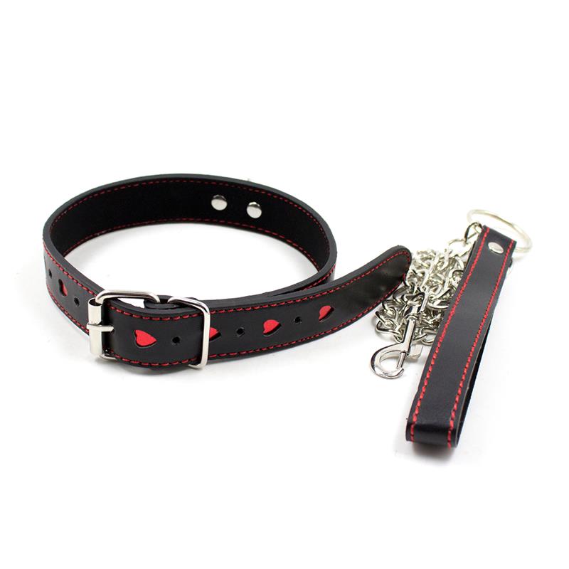 Collar Con Cadena Negro/Rojo