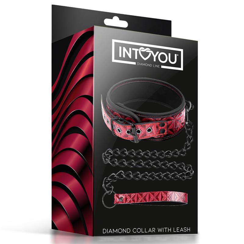 Collar Con Correa Ajustable Diamond Cuero Vegano