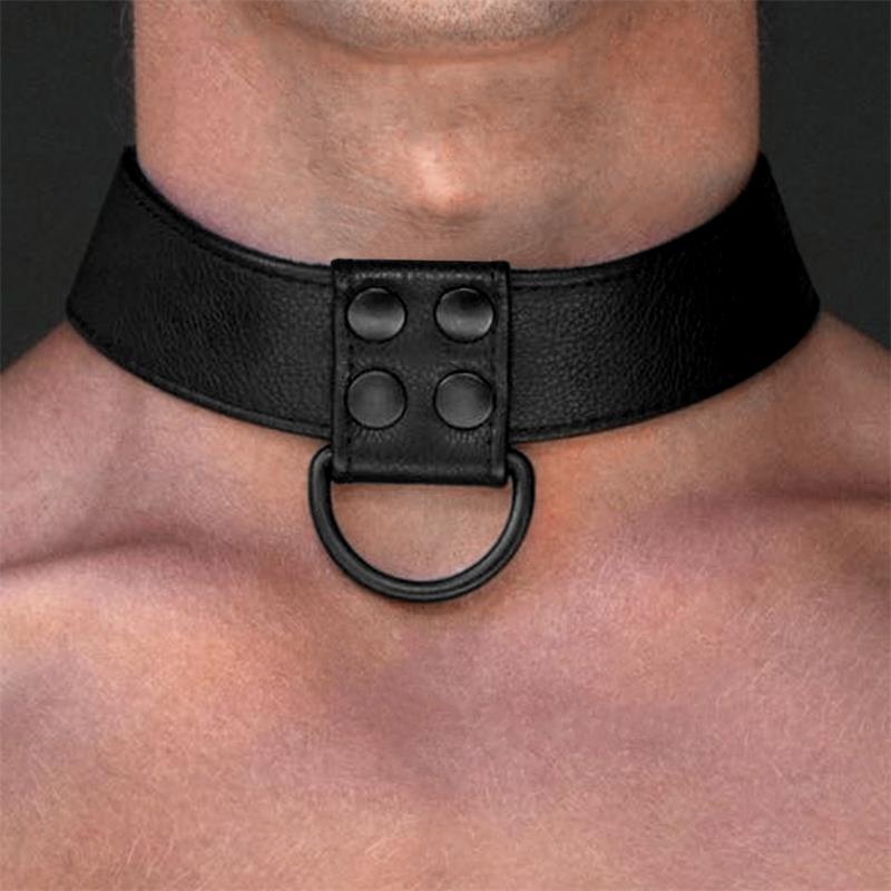 Collar Con Correa Negro Mate