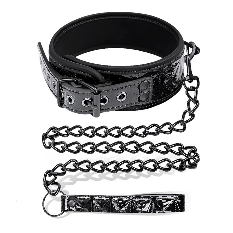 Collar Con Correa Sapphire Cuero Vegano