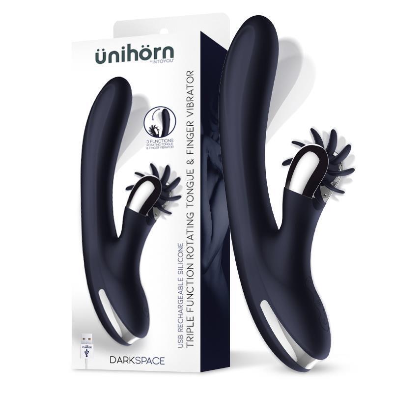 Darkspace Vibrador Con Lenguas Rotadora Y Movimiento Finger Azul