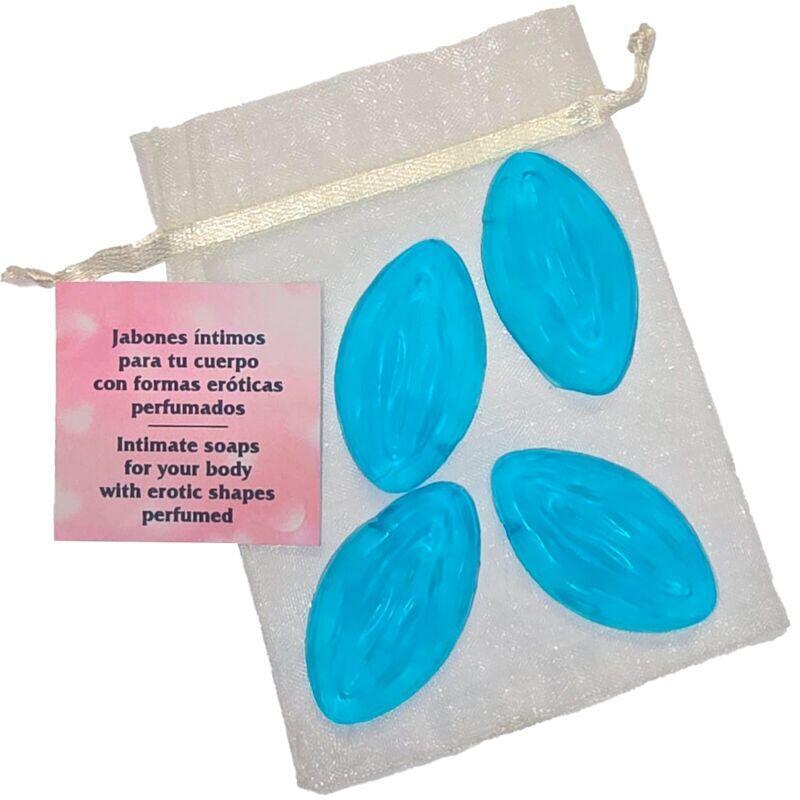 Diablo Picante - 4 Mini Jabones Forma Vagina Azul