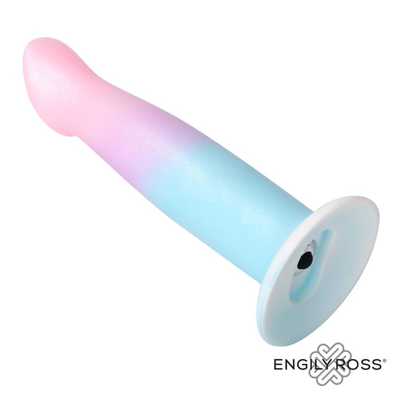 Dildo Con Vibración Silicona Líquida Color Degradado Y Ventosa 17 Cm