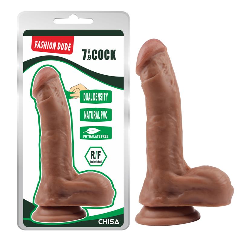 Dildo Dual Density Fashion Dude 20.5 X 4.5 Cm Bronceado