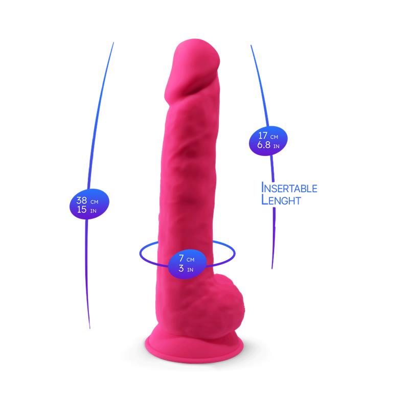 Silexd - Modelo 1 Pene Realistico Silicona Premium Silexpan Fucsia 38 Cm