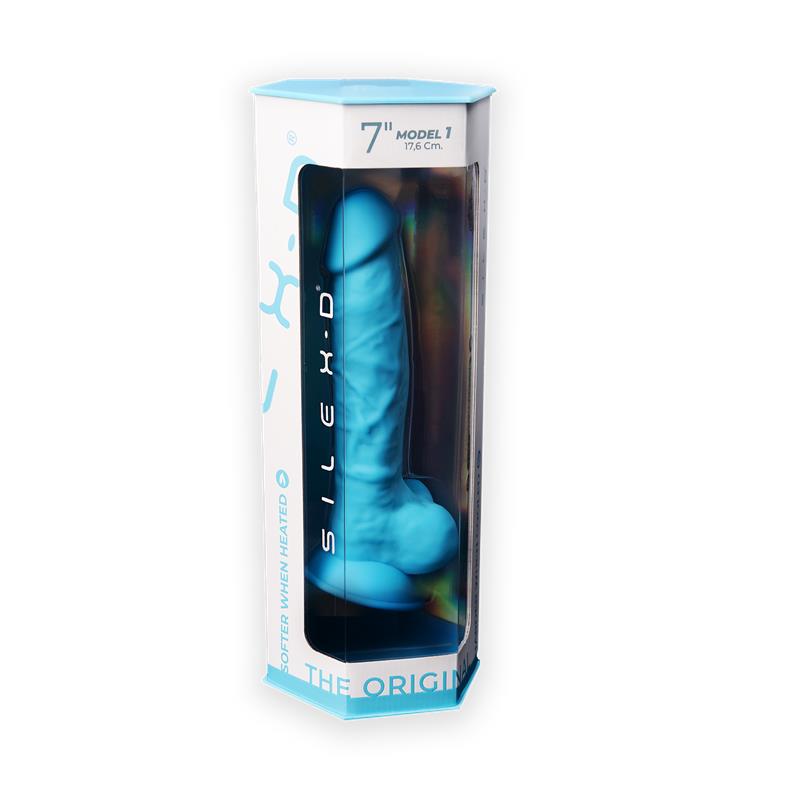 Silexd - Modelo 1 Pene Realistico Silicona Premium Silexpan Azul 17.5 Cm