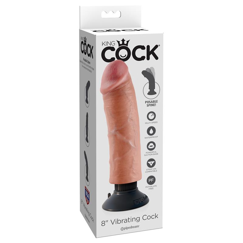 King Cock - Dildo Vibrador 20.32 Cm Natural