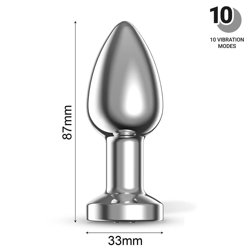 Dimpor Plug Anal Cromado Con Vibración Usb Magnético Talla M