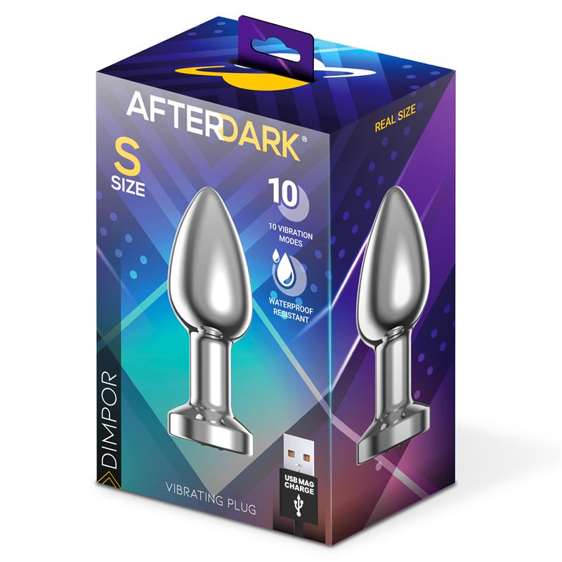 Dimpor Plug Anal Cromado Con Vibración Usb Magnético Talla S