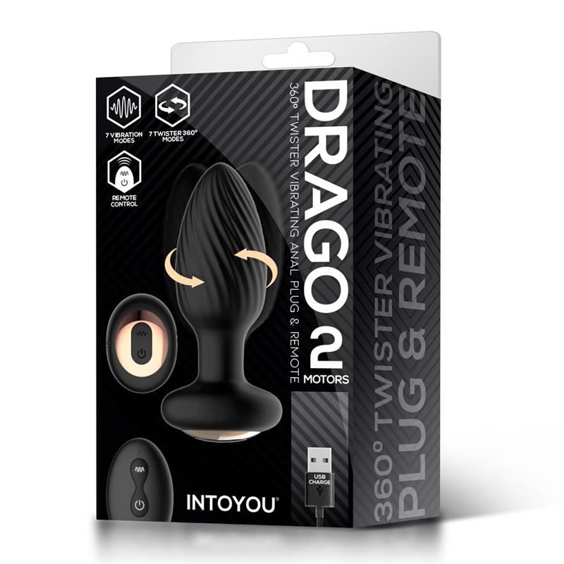 Drago Plug Anal Vibración, Movimiento Twister 360º Y Control Remoto