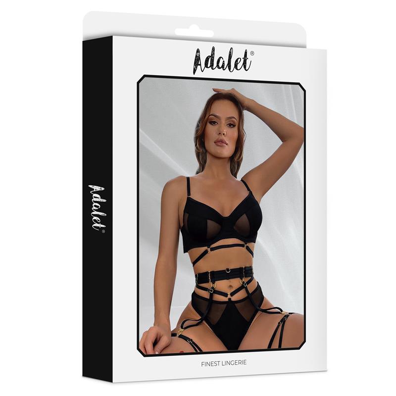 Ellie Set Sujetador, Tanga, Liguero Y Ligas Talla (Interno):S/M