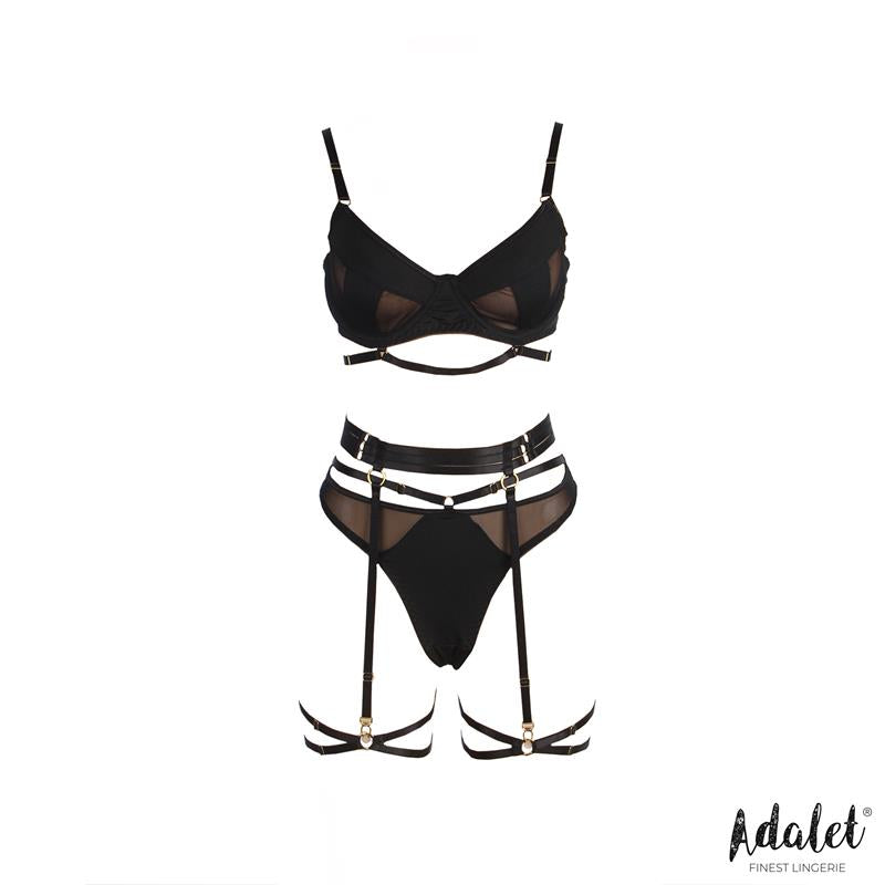 Ellie Set Sujetador, Tanga, Liguero Y Ligas Talla (Interno):S/M