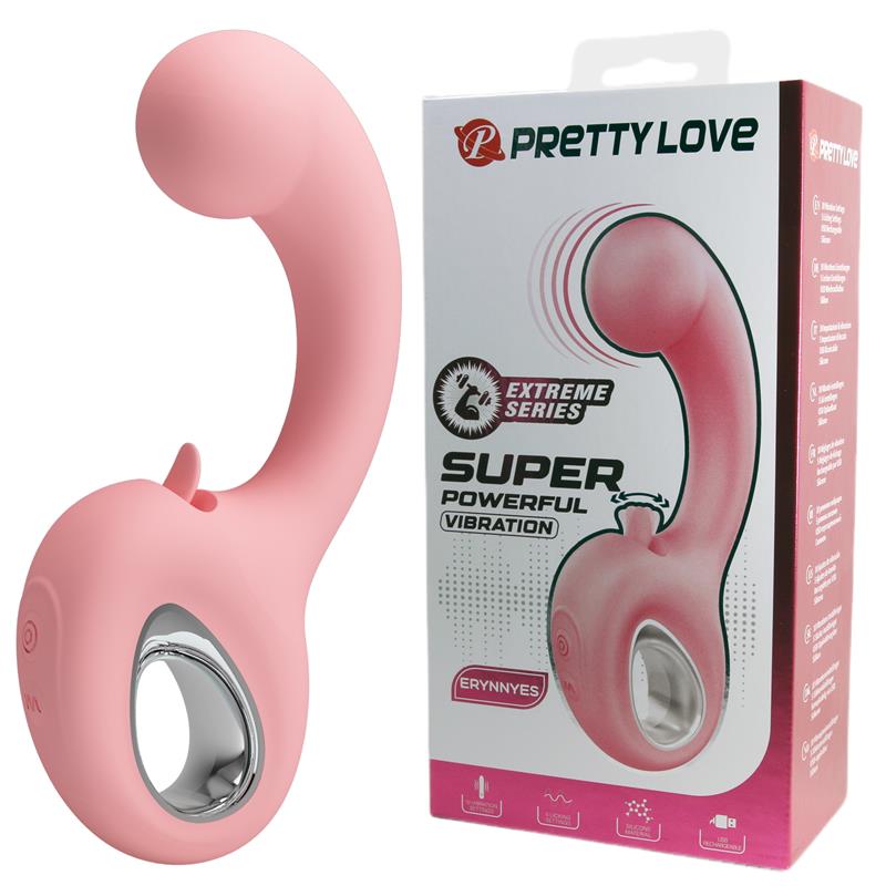 Pretty Love - Erynnyes Vibrador Punto G + Estimulador Clítoris 10 Vibraciones Rosa