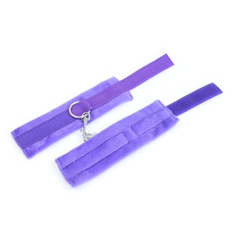 Esposas De Tela Con Velcro Para Muñecas Con Pelo Largo Púrpura