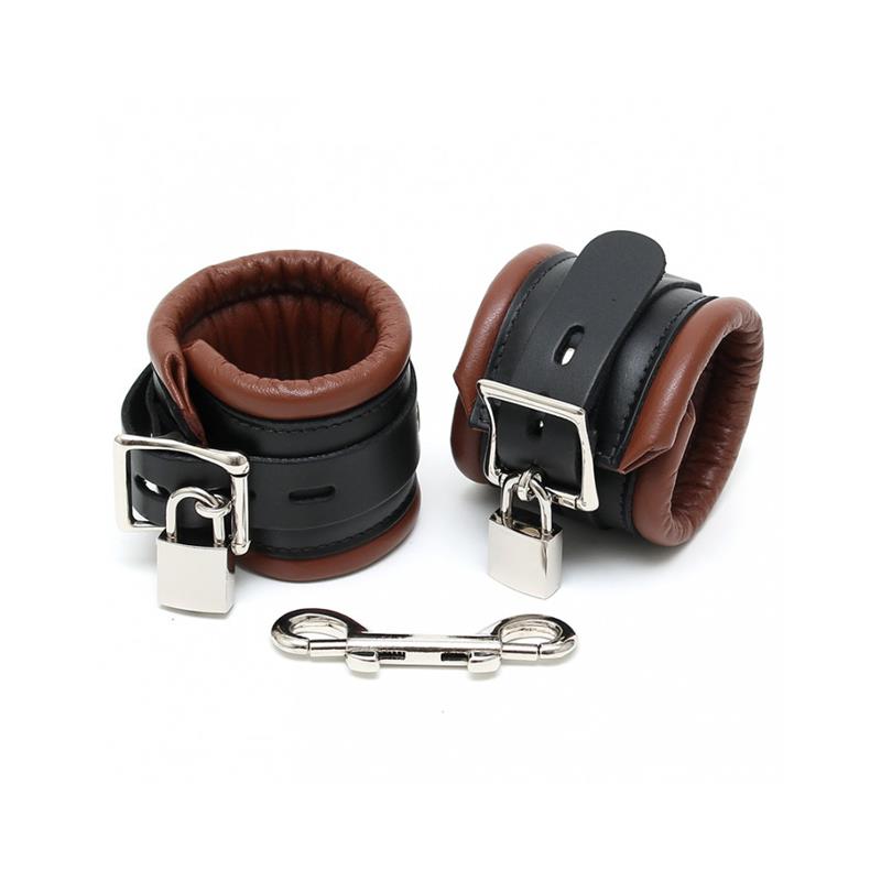 Esposas Para Pies Cuero Negro Y Marrón 7cm Candados