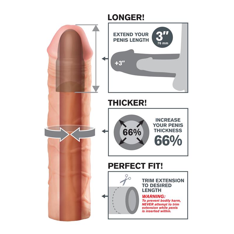 Fantasy X-Tensions Mega 7,6 Cm Extensión De Pene - Color Natural