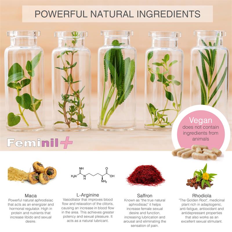 500 Cosmetics - Feminil+ Aumento Libido Sexual Femenino - 30 Capsulas