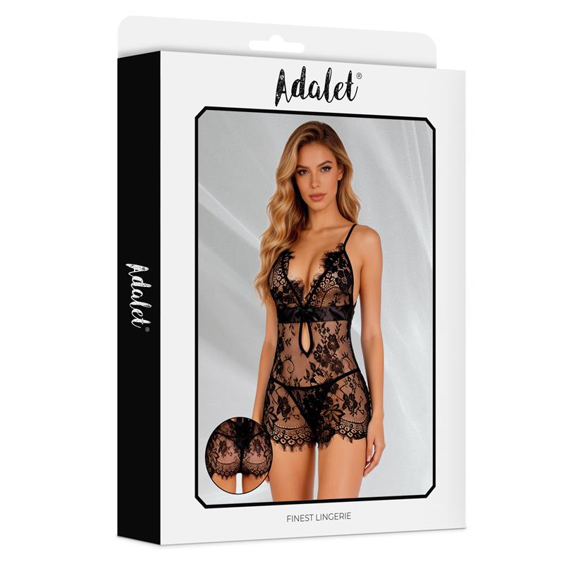 Fiora Babydoll Y Tanga Negro Talla (Interno):S/M