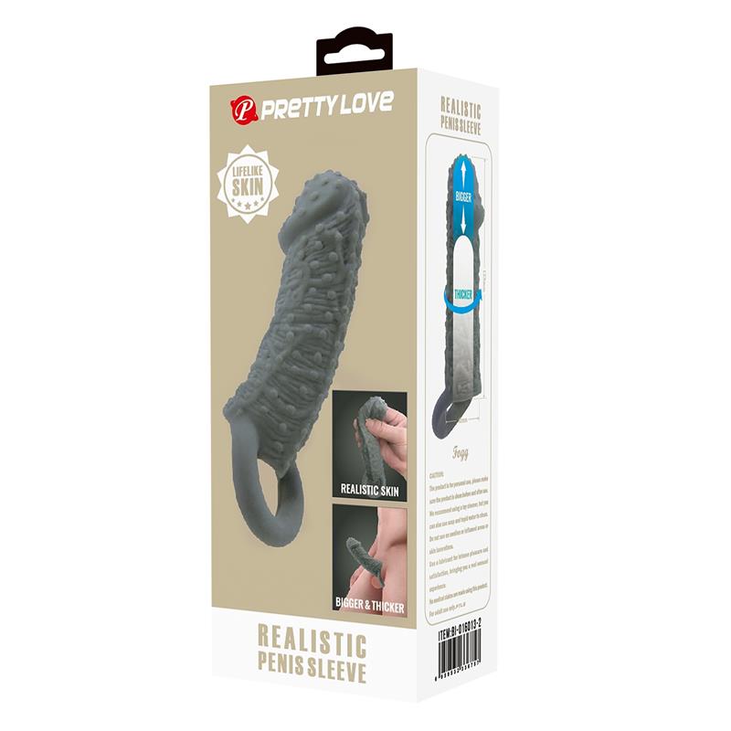 Pretty Love - Funda Realística Alargadora Y Retardante Para Pene Modelo 2 Gris